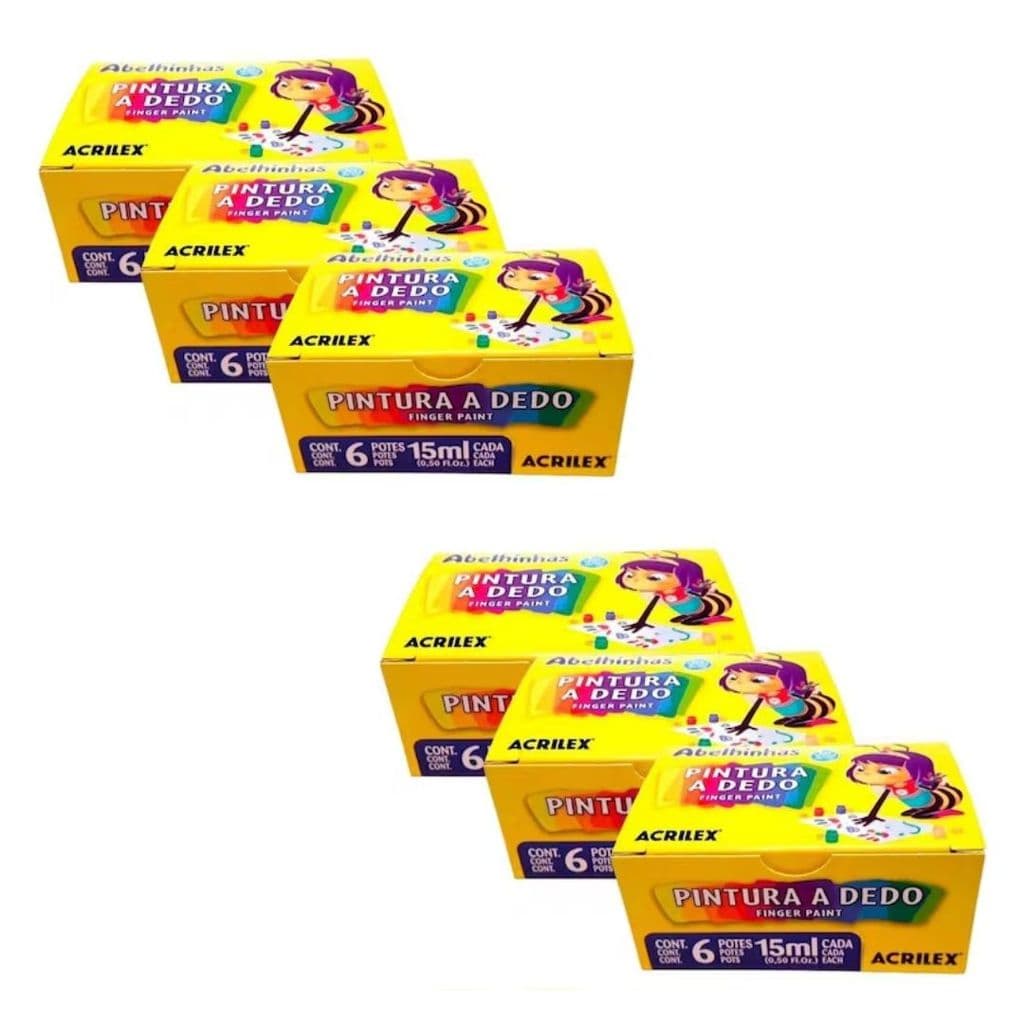 Tinta Pintura a Dedo 15 ML Pote Com 6 Cores Variadas Kit 6cx