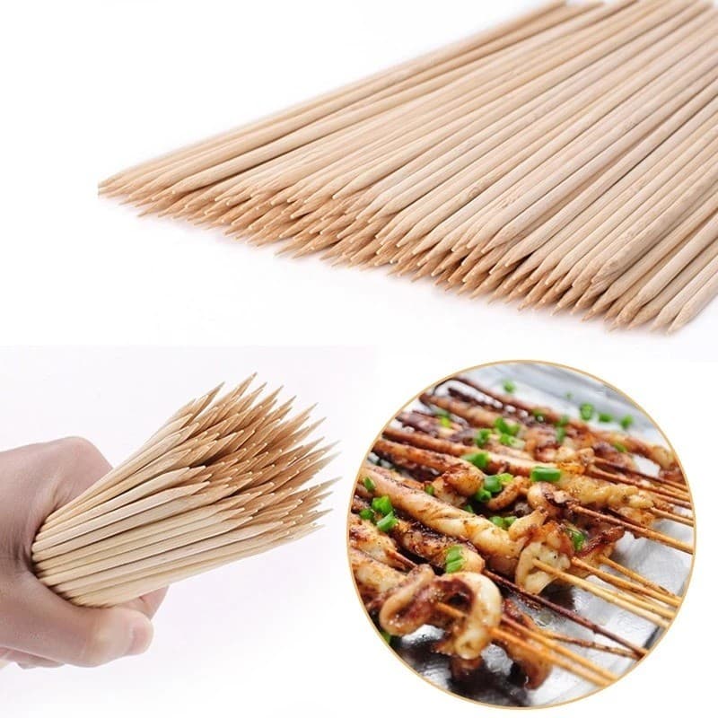 Kit 500, 1000 Espetos para Churrasco 30 cm Bambu Natural Palito Afiado Artesanato Cozinha Grelhado  Espetinho