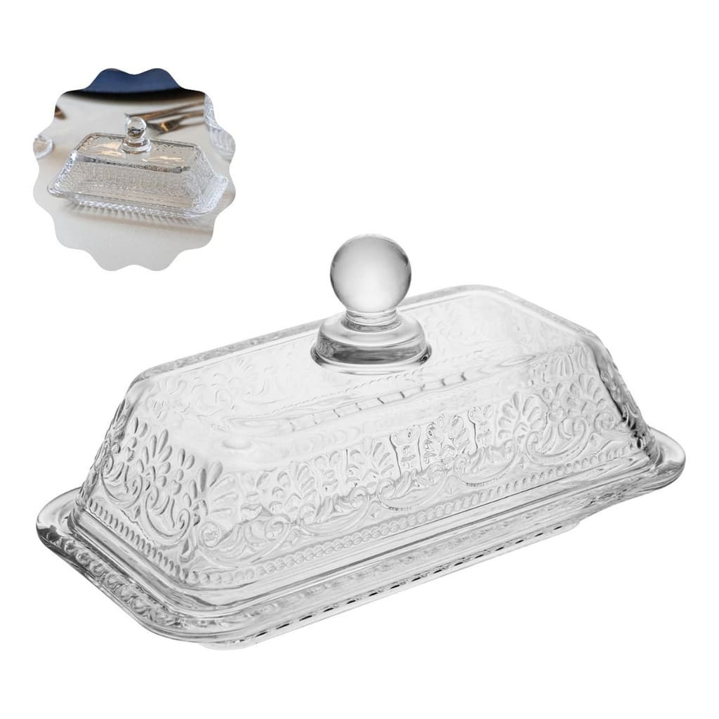 Manteigueira Porta Manteiga De Vidro Cristal Mauve Wolff Original Decoração Mesa Posta