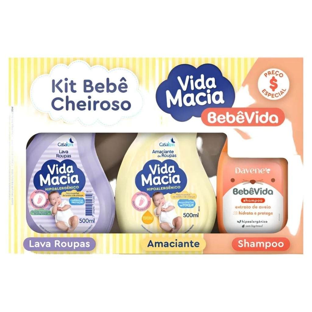 KIT LAVA ROUPAS AMACIANTE E SHAMPOO AVEIA VIDA MACIA 500ML