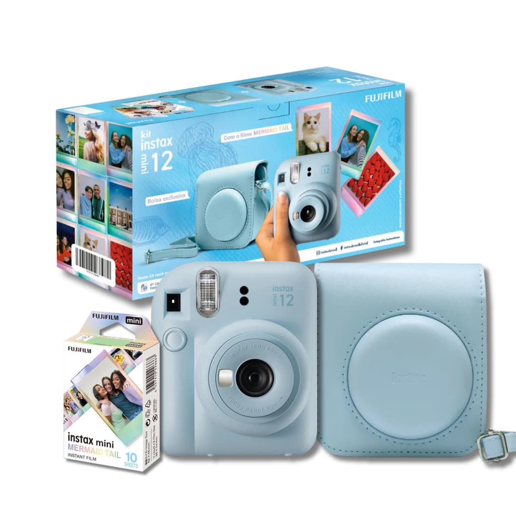 Câmera Instax Mini 12 Instantânea Azul com Bolsa e Filme