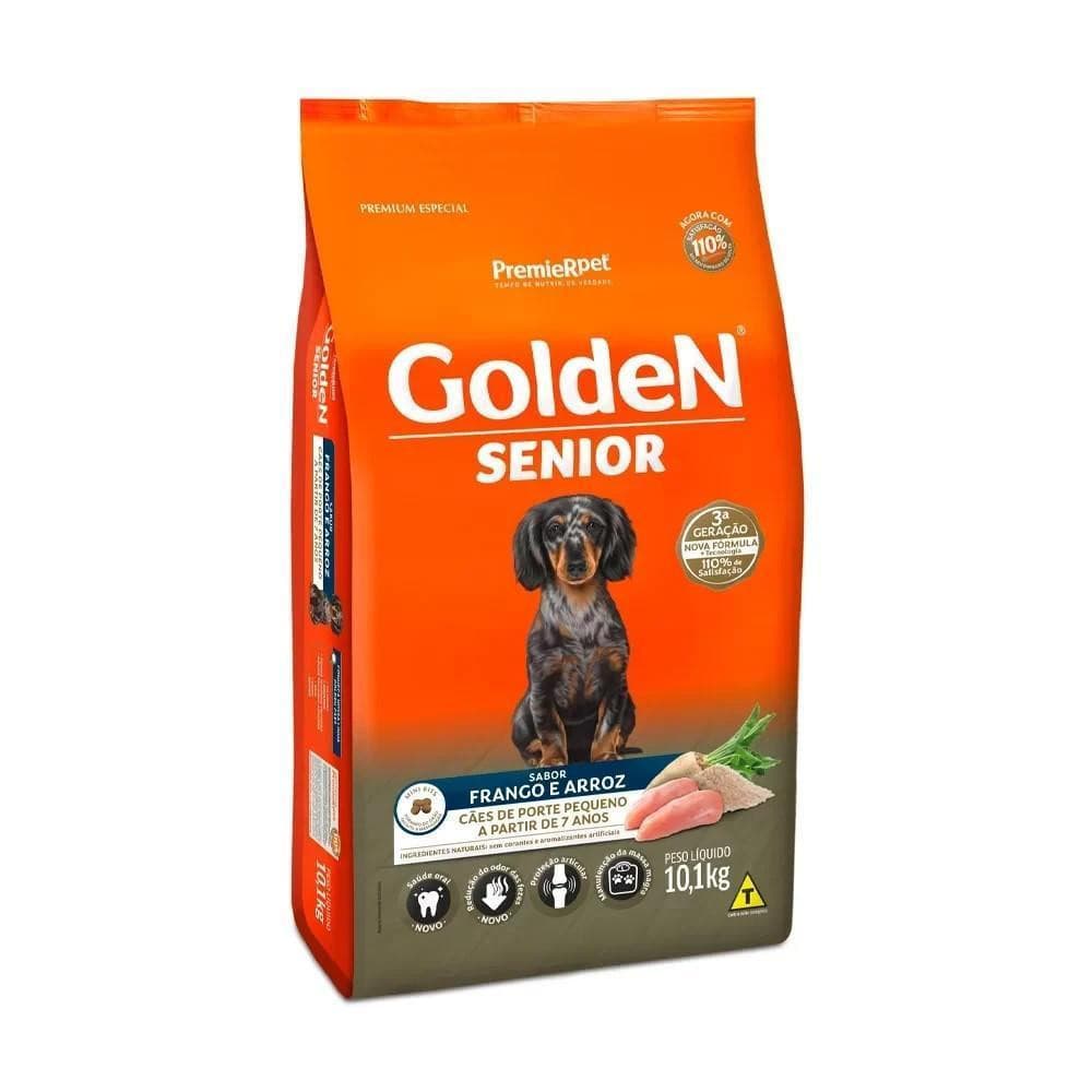 Ração Golden Fórmula Mini Bits para Cães Senior de Porte Pequeno Sabor Frango e Arroz 10.1kg