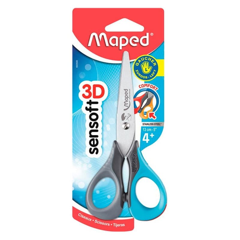 Tesoura escolar para canhoto Sensoft 3D 13cm 693500 Maped