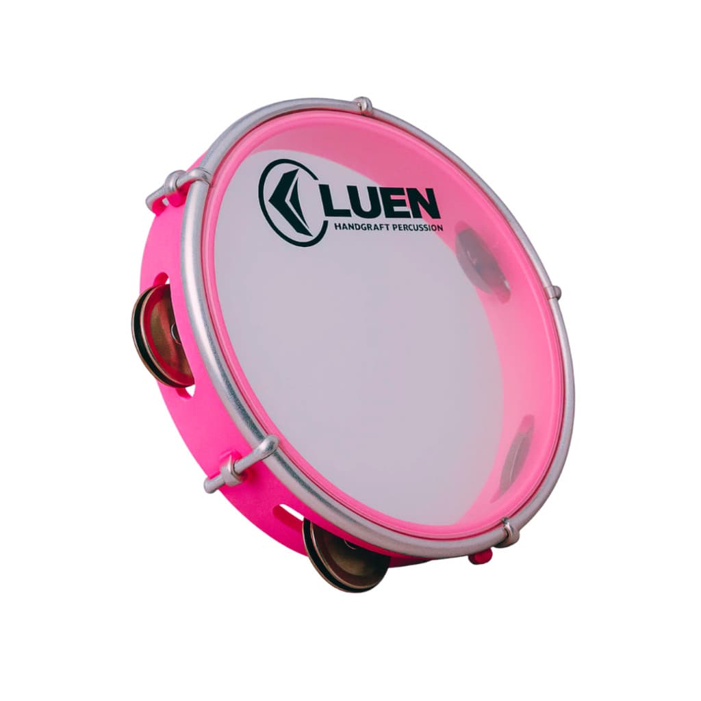 Pandeiro 8" ABS Plat. Inox Junior Infantil Pele Cristal Luen 40084 Rosa