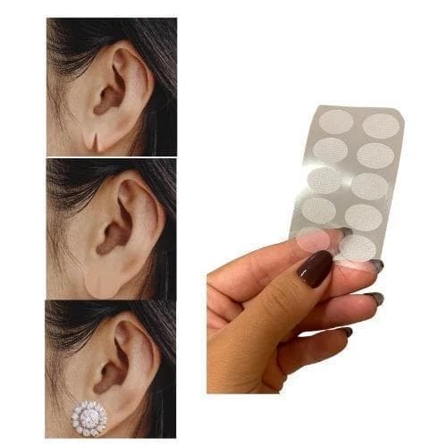 60 Adesivo Sustentação Orelha Rasgada Alongada Lóbulo Machucado p Brincos Pesados Prático Invisível