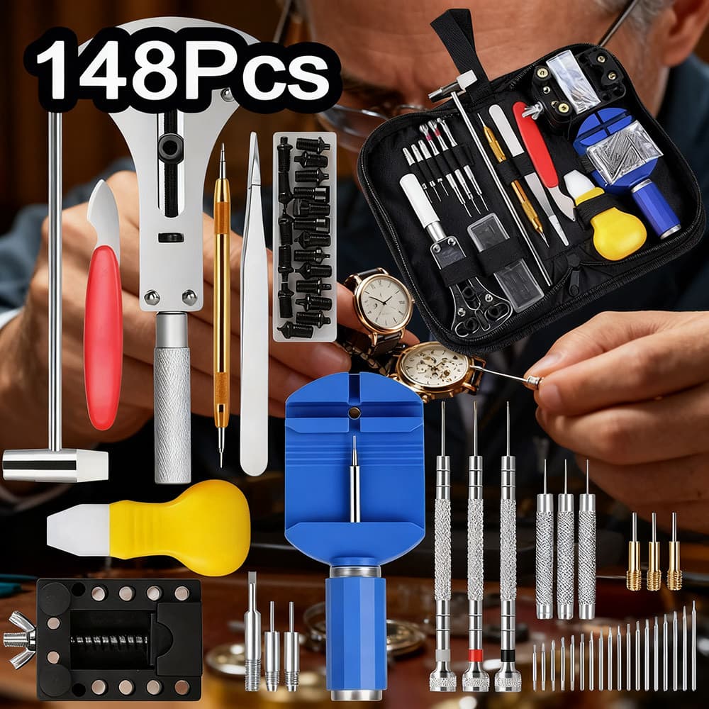 Kit De Ferramentas Para Relojoeiro Com 148 Peças Ferramentas Completas Para Desmontagem De Relógios