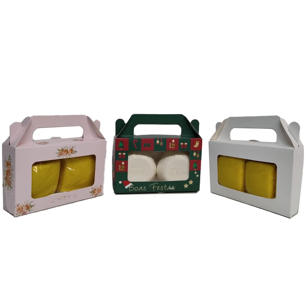 Caixa Presente Maleta para 2 Sabonetes | Cosméticos (Natura /Avon) 14x9x3,5 cm com Visor