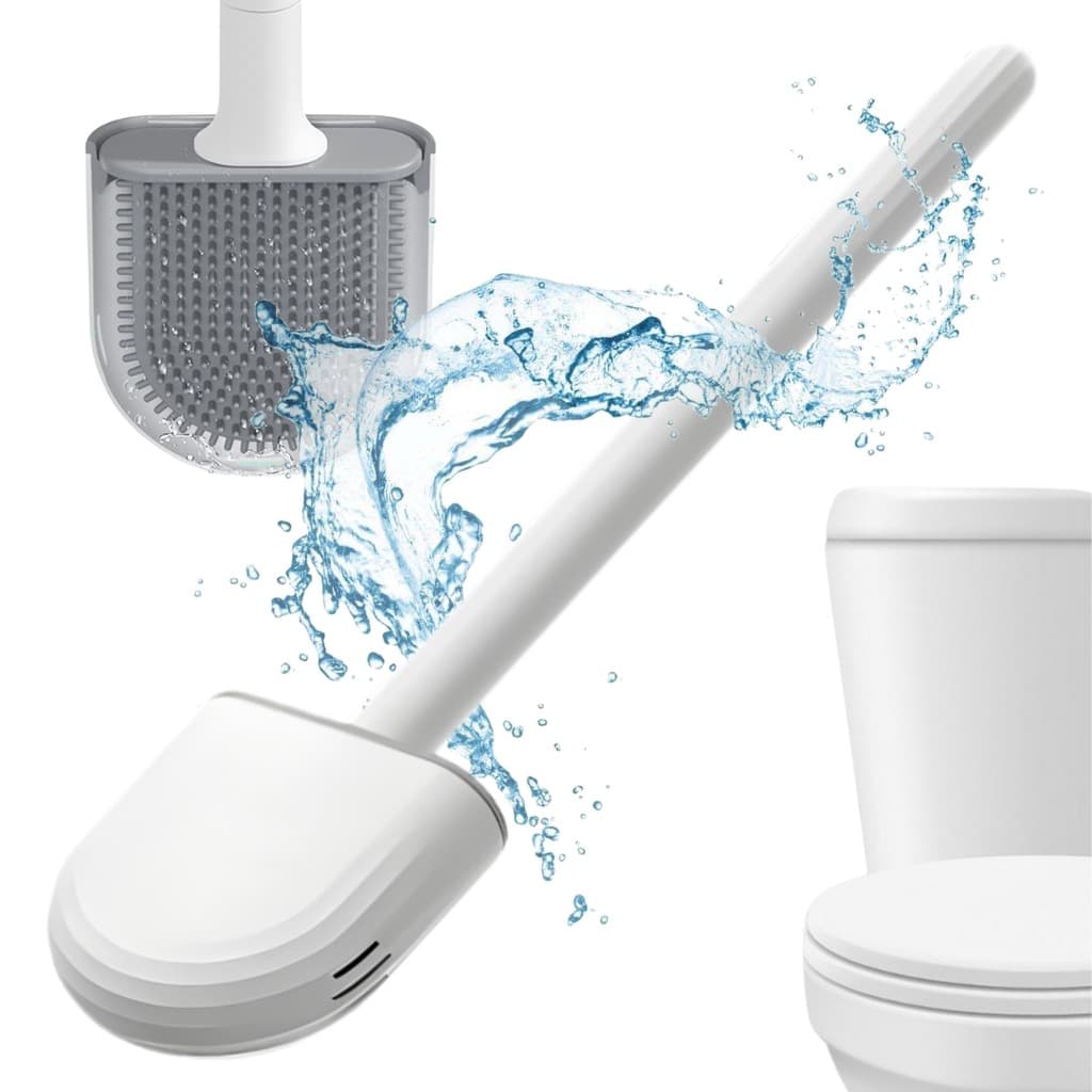 Escova de Silicone para Vaso Sanitário - Base de Banheiro Privada, Alta Eficiência