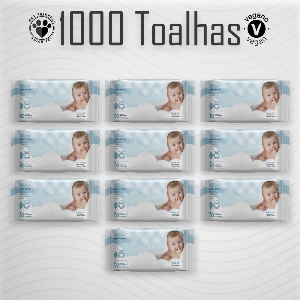 Kit 10 Pacotes Toalhas Umedecidas GIO BABY - 100 Folhas 19x13 cm - SEM TAMPA FLIP TOP