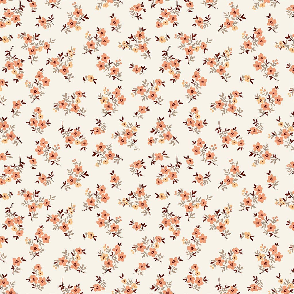 Tecido Tricoline Mini Floral Sintonia Laranja - Peripan - 50 x 150 cm