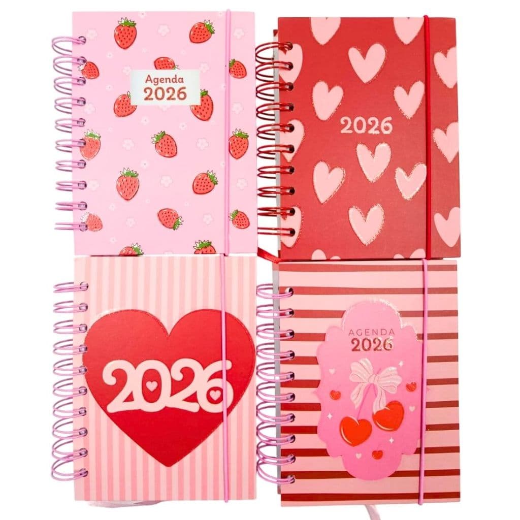 Agenda 2026 Pequena Espiral Fruta Coração 11X15cm 168Páginas