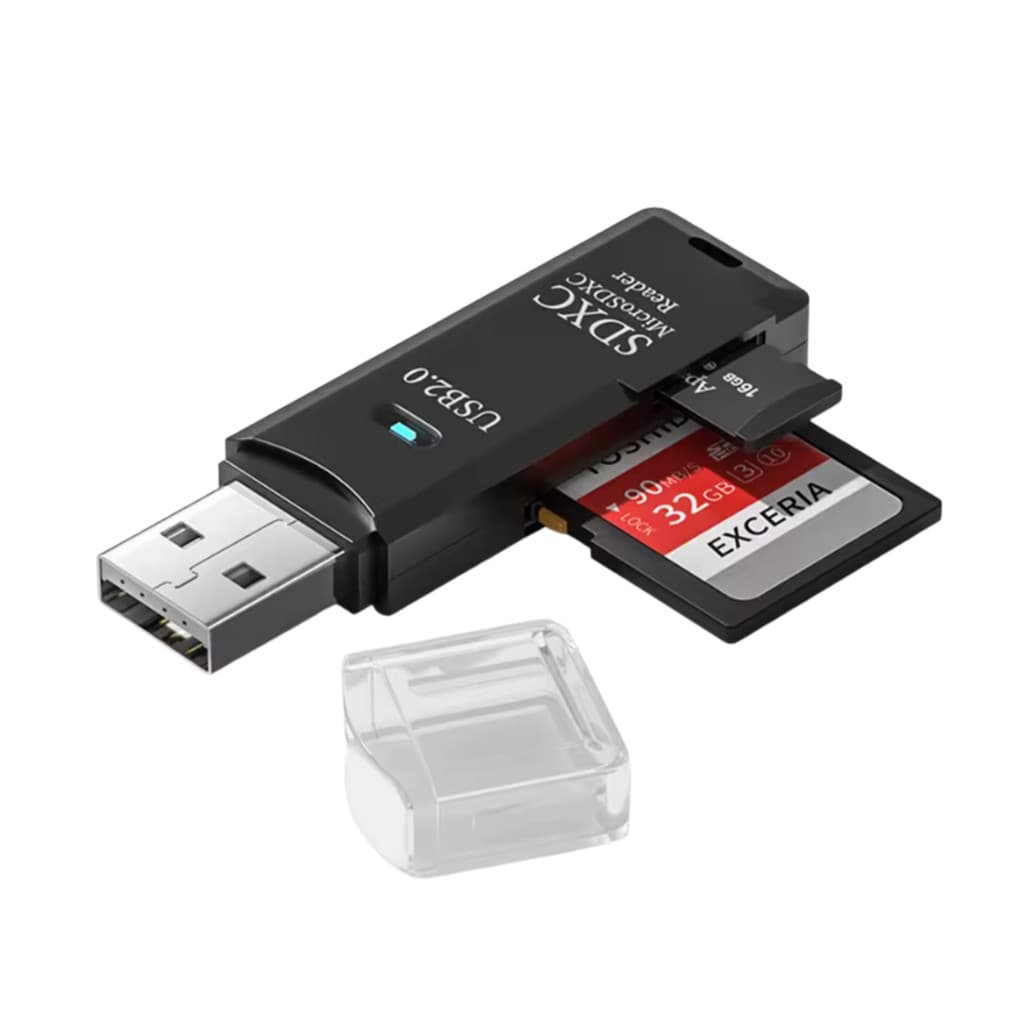 Leitor de Cartão de Memória SD e MicroSD (TF) USB 2.0 – Preto