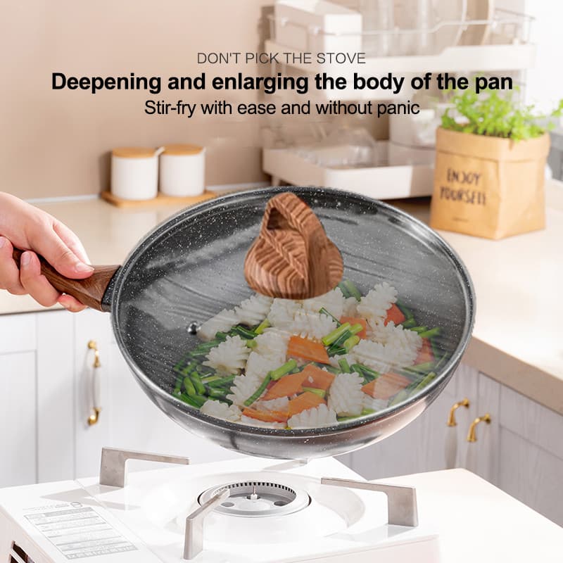 24/26/28CM Panela De Cerâmica Não Pegajosa Fritura De Ovos De Bife Frita Panela De Cozinha Universal Alça Isolante