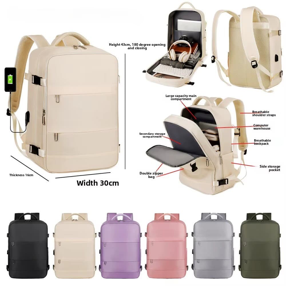 Mochila multifuncional para viagens, com grande capacidade, leve e ideal para viagens curtas ou uso casual com laptop.