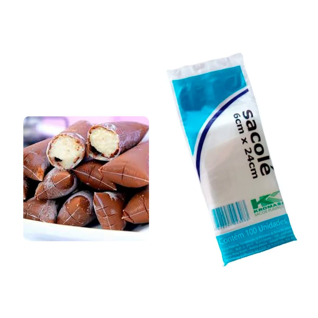 Saco para Sacolé Gourmet 500 Unidades 6x24cm BD Reforçado