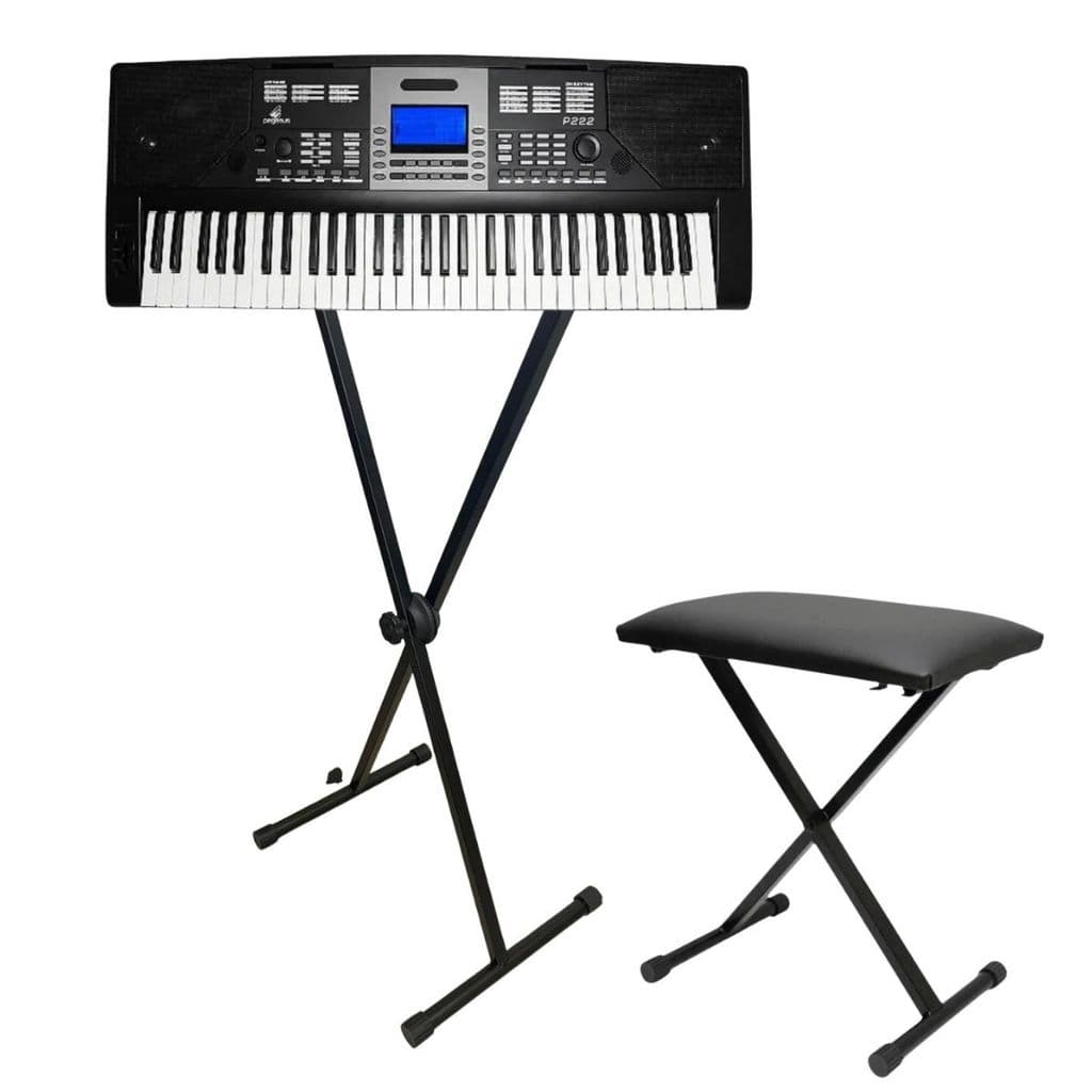 Kit Completo Teclado Sintetizador Pegasus P222 + Suporte e Banco