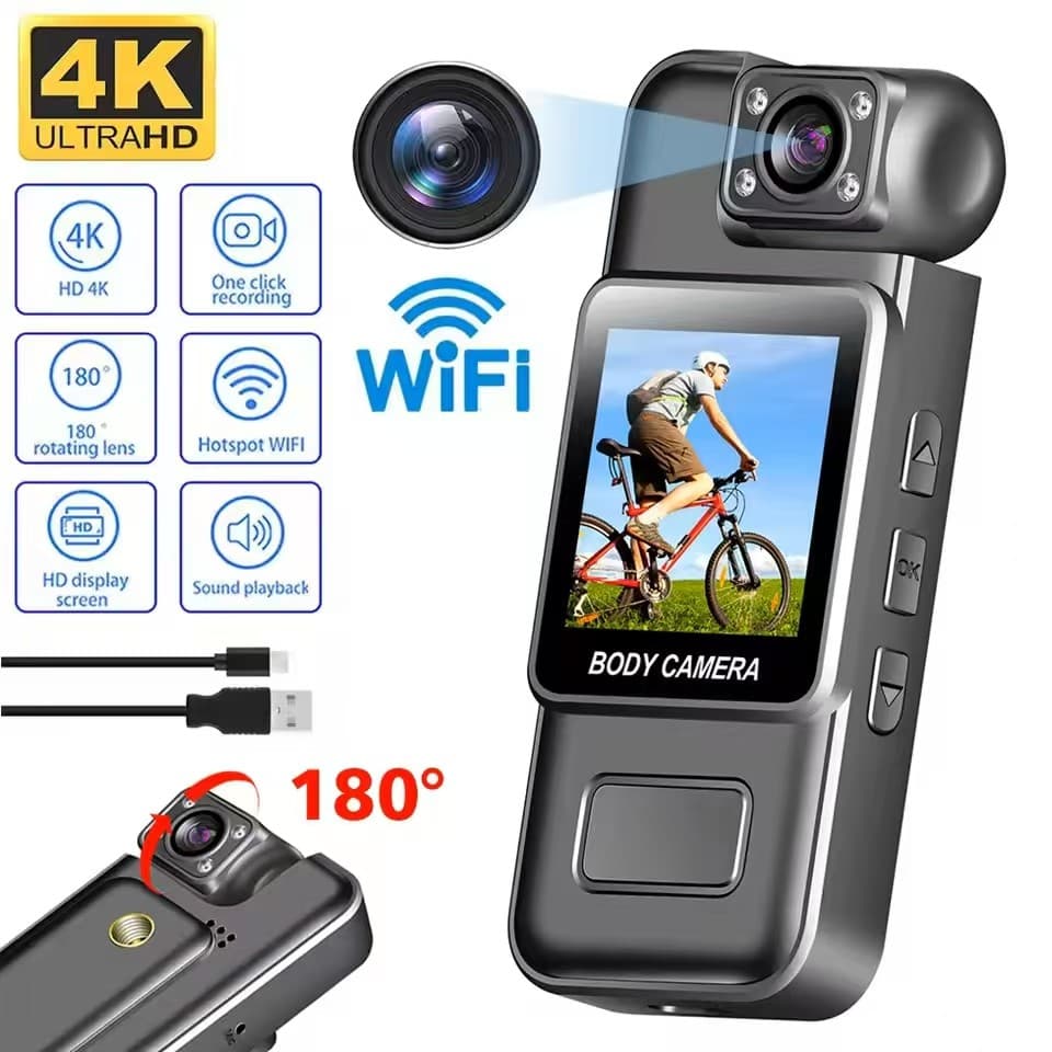 CLEC 4K WiFi Mini Câmera 1080P HD Portátil Gravador De Vídeo Digital Visão Infravermelha Polícia BodyCam Esportes DV