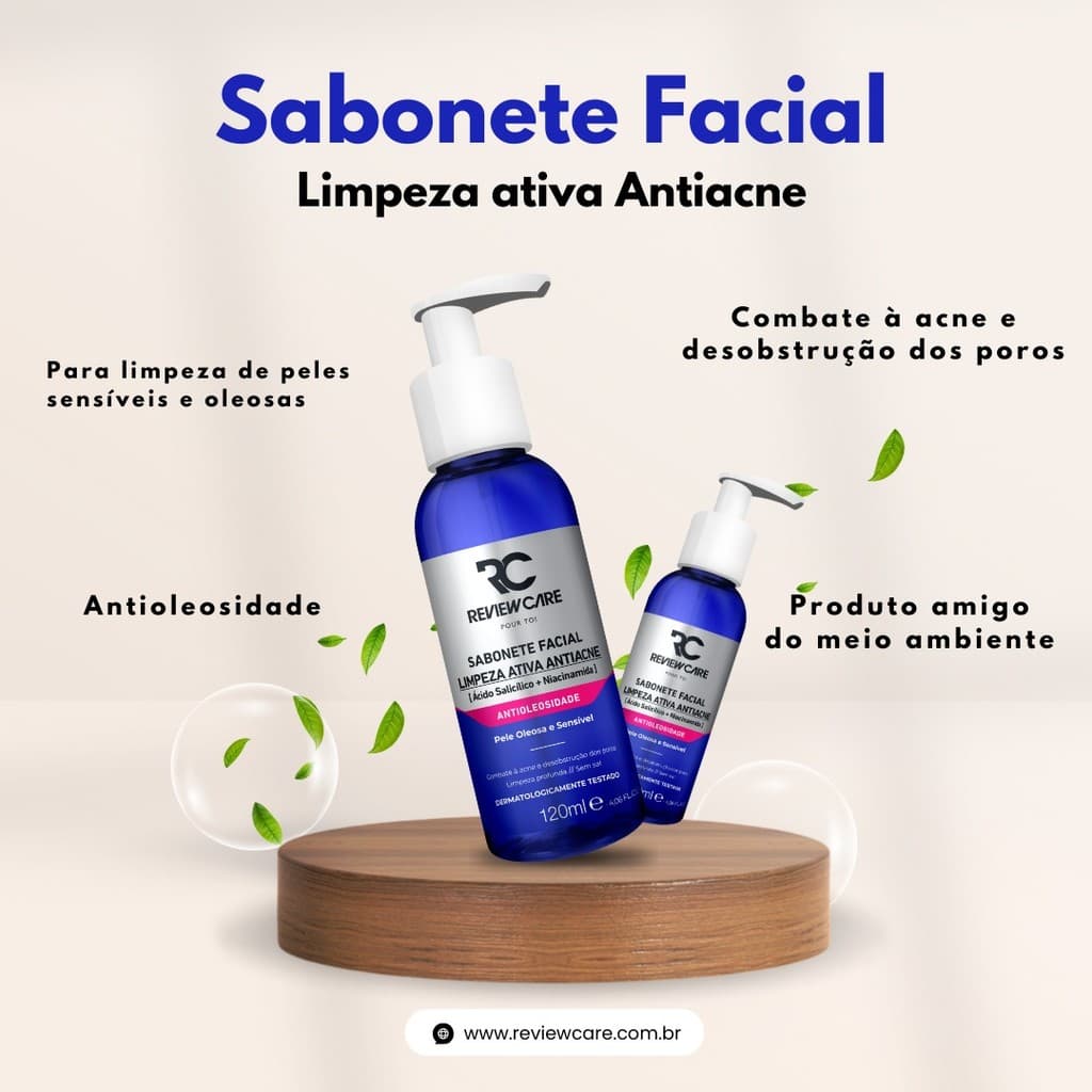 Sabonete Facial Antiacne Limpeza Ácido Salicílico + Niacinamida 120ML Review Care