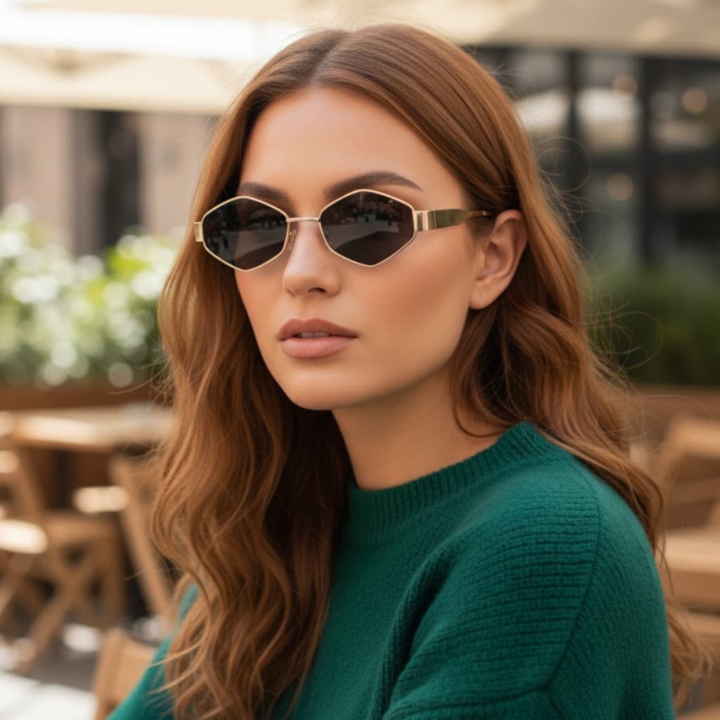 Óculos De Sol Feminino Redondo Armação De Metal Retrô Proteção UV400 Da Moda