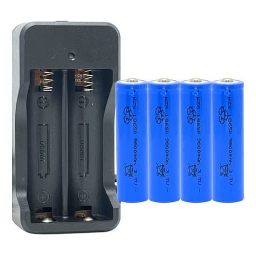 Kit Carregador Duplo Com 4 Bater 18650 3,7v 7800mah