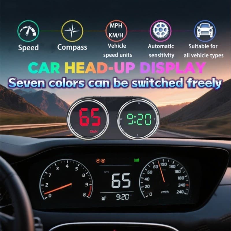 Velocímetro Do Carro Head-up Display GPS Speedomter Digital HUD Alarme De Excesso De Velocidade KM/H MP Medidor De 7 Cor