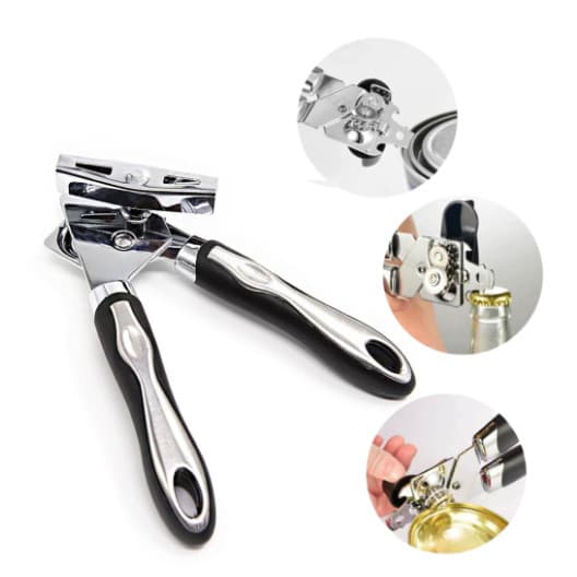 Abridor De Latas E Garrafas Aço Inox Manivela Profissional Casa WL-2552