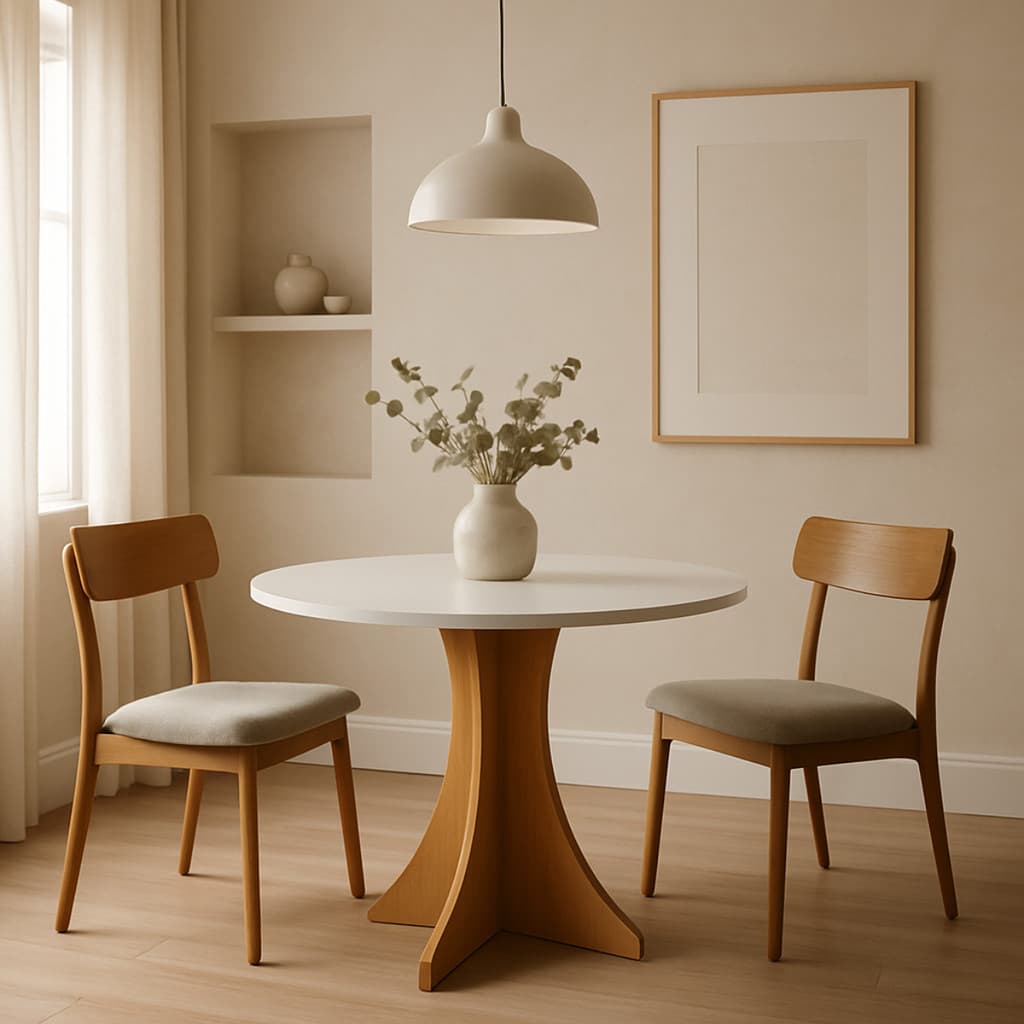 Mesa Redonda MDF Sala Jantar Cozinha Elegante Acabamento Fino