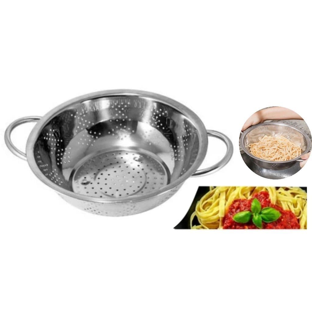 Escorredor De Massas Macarrão Alimentos Em Aço Inox 24cm Salada