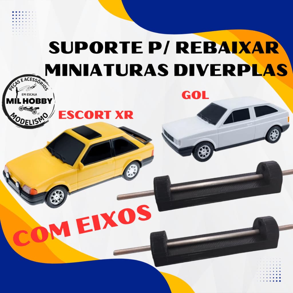 PAR DE SUPORTE P/ REBAIXAR MINIATURAS GOL/ ESCOT / CARAVAN/ OPALA DIVERPLAS
