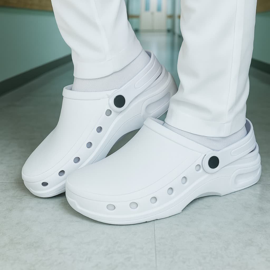 Sapato Profissional Babuche Hospitalar Fechado Uniforme EPI Sapato Confortável