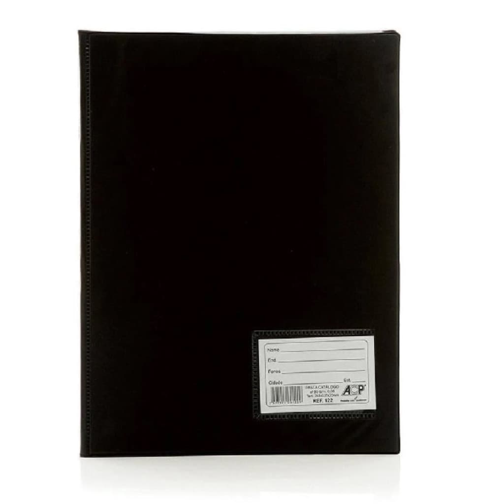 Pasta Catálogo Preta com 100 Envelopes Plásticos Finos - ACP