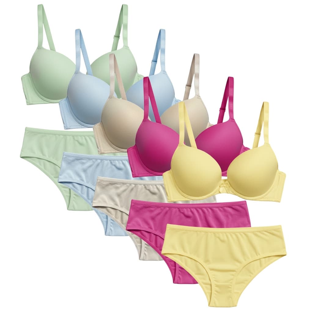 Kit 5 ou 2 Conjunto Sutiã e Calcinha Juvenil Menina Moça Sutiã Com Bojo Confortável Algodão