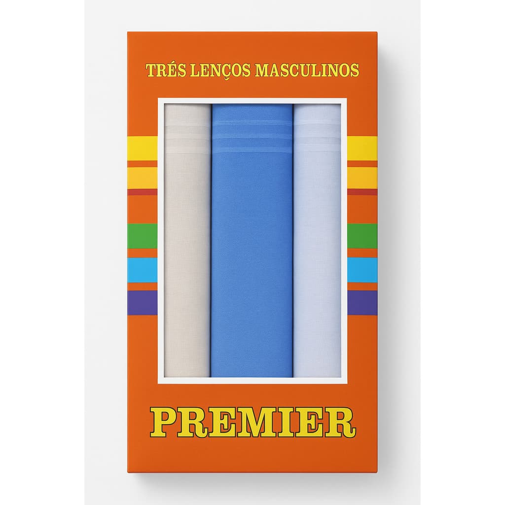 Lenços De Bolso Masculino c/3 Premier 35X35 diversas cores 5060