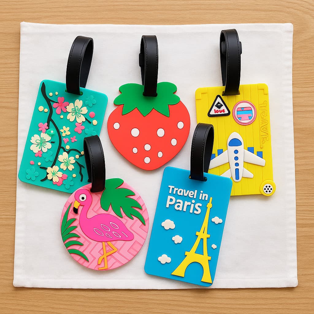 Etiqueta de Bagagem Tag Mala Identificador Viagem Mochila Plástico Silicone Kit Acessório Bagagens