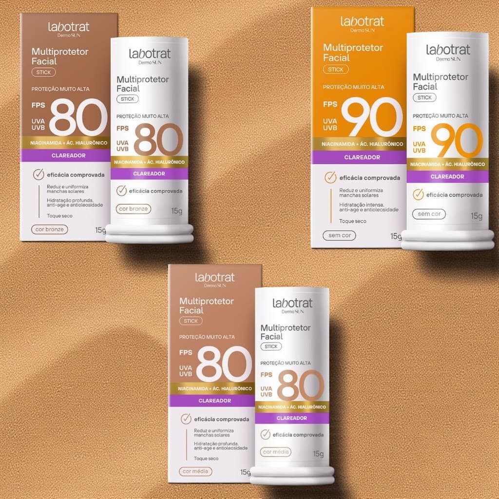 Multiprotetor Facial Stick FPS 80 ou 90 UVA UVB Labotrat Dermo Skin 15g