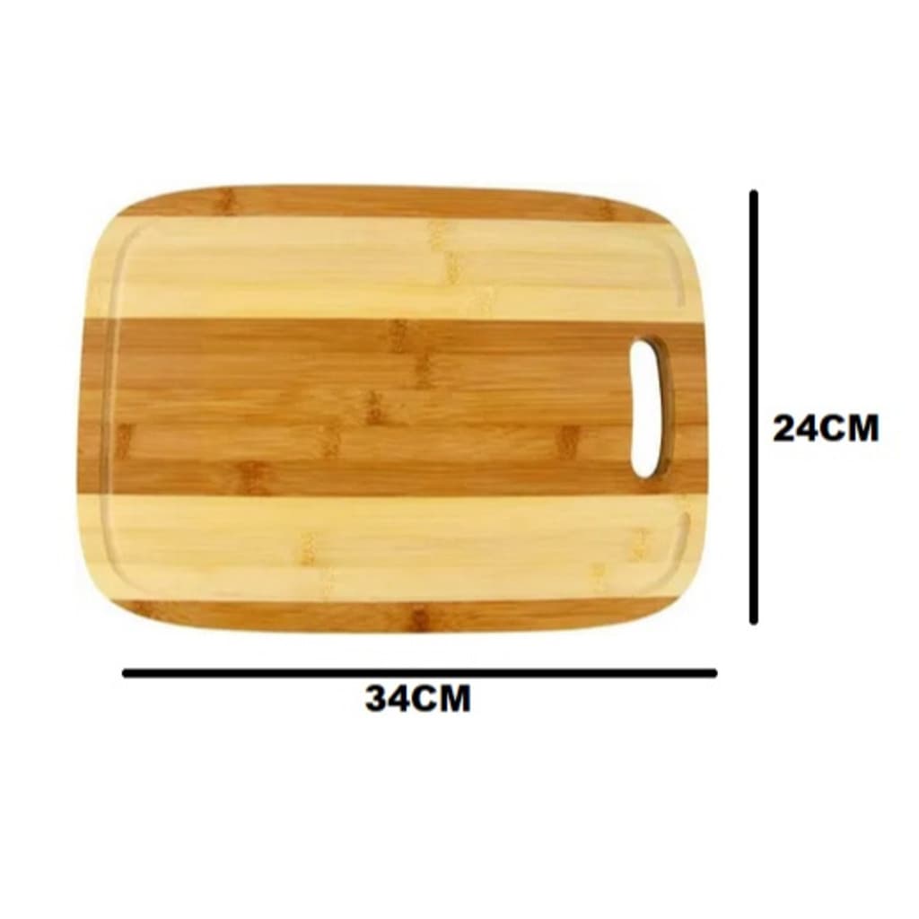 OFERTA Tábua Carne De Carne Bambu 34x24x1,8cm Para Corte Churrasco Legumes Com Encaixe Para As Mãos