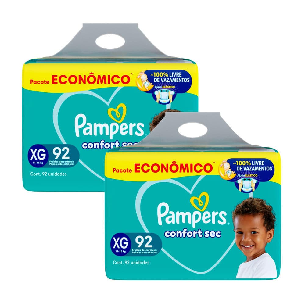 Kit 2 Fralda Pampers Confort Sec XG 92 Unidades