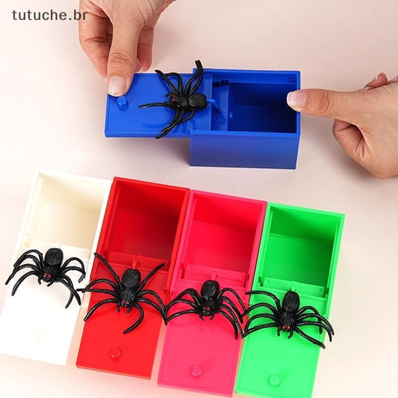 TU 1Pc Brincadeira Aranha Caixa De Susto Escondida No Caso Engraçado Brinquedo De Halloween Scarebox Truque Piada Brinqu