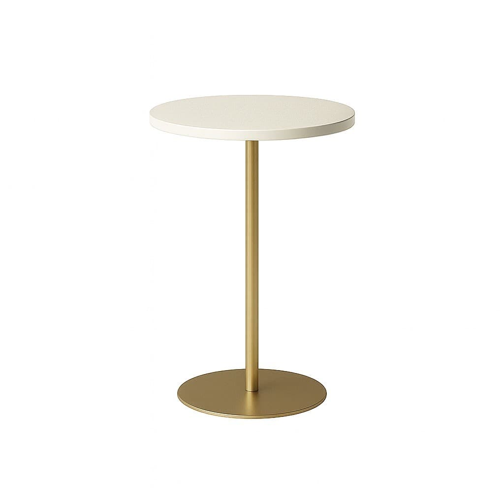 Mesa Luna Champanhe Off White Canto Apoio Lateral de Decoração