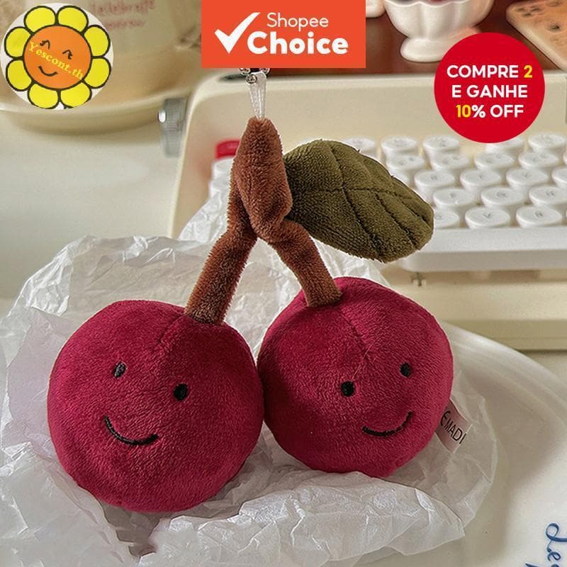 Bonito Cereja Pelúcia Pingente Boneca Chaveiro Pendurado Decoração Simples Mochila Casal