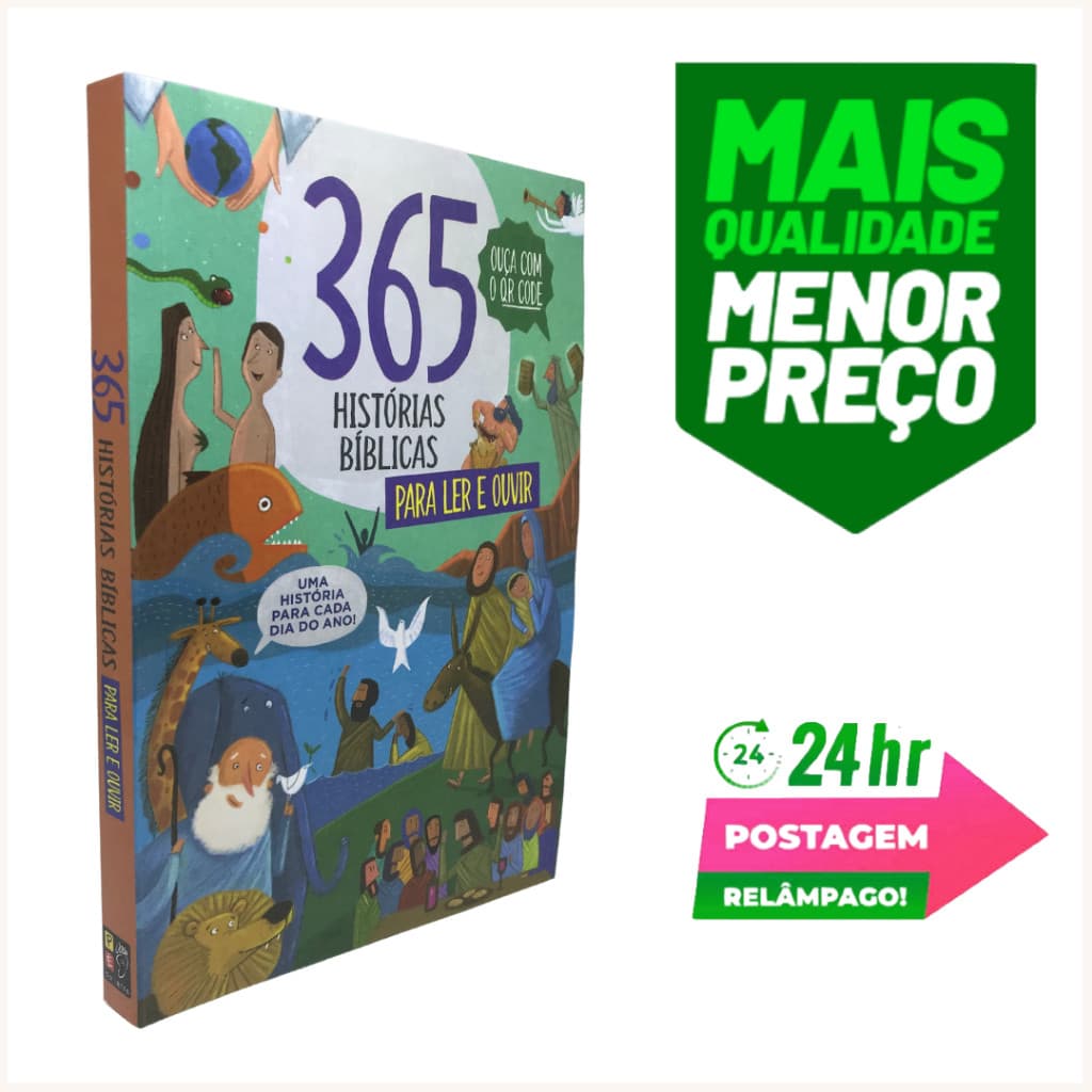 Livro Infantil 365 Histórias Bíblicas Para Ler E Ouvir Áudio - Com QR Code