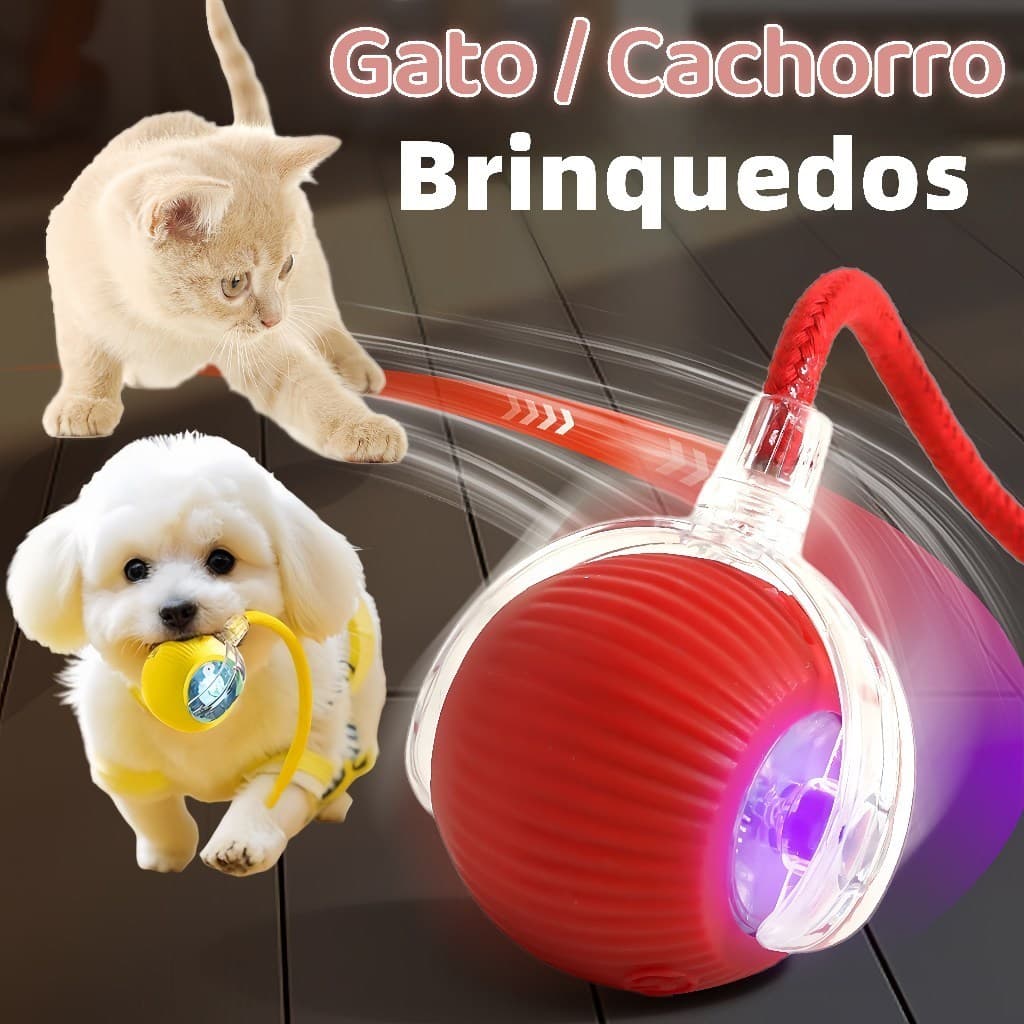 Bola Brinquedo Bolinha Para Gato Cachorro Auto Magico Elétrico Pets Usb Recarregável