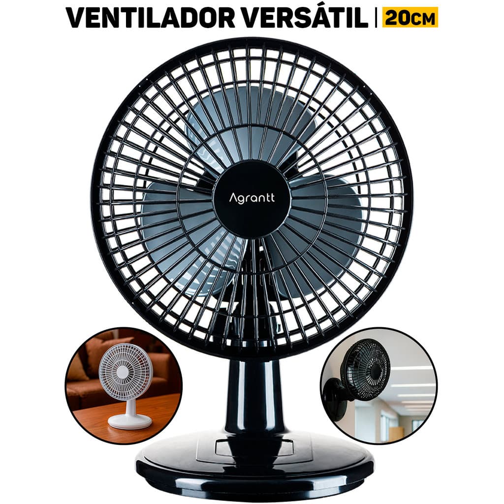 Ventilador Mini Turbo 20cm Agratt Silencioso Portátil P/ Casa Escritório Quarto Sala Mesa