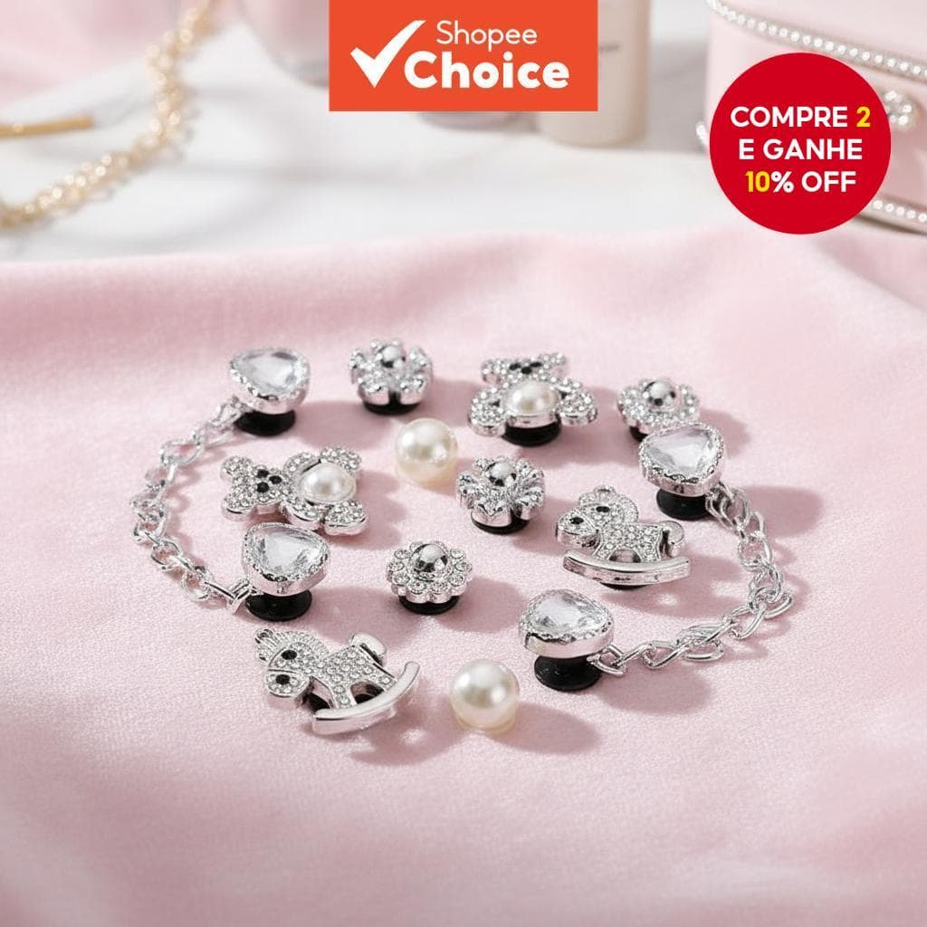  12 PCS DIY Metal Bear Shoe Charms Clipes Acessórios para Mulheres Crocs Chinelos Decoração Fivela Pinos Presente para