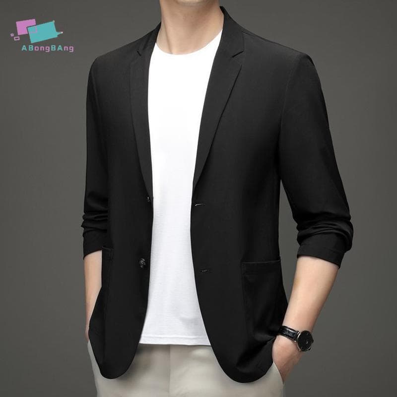 Abongbanghn Blazer Casual Masculino Leve Terno De Negócios Jaqueta Preta Luto Top