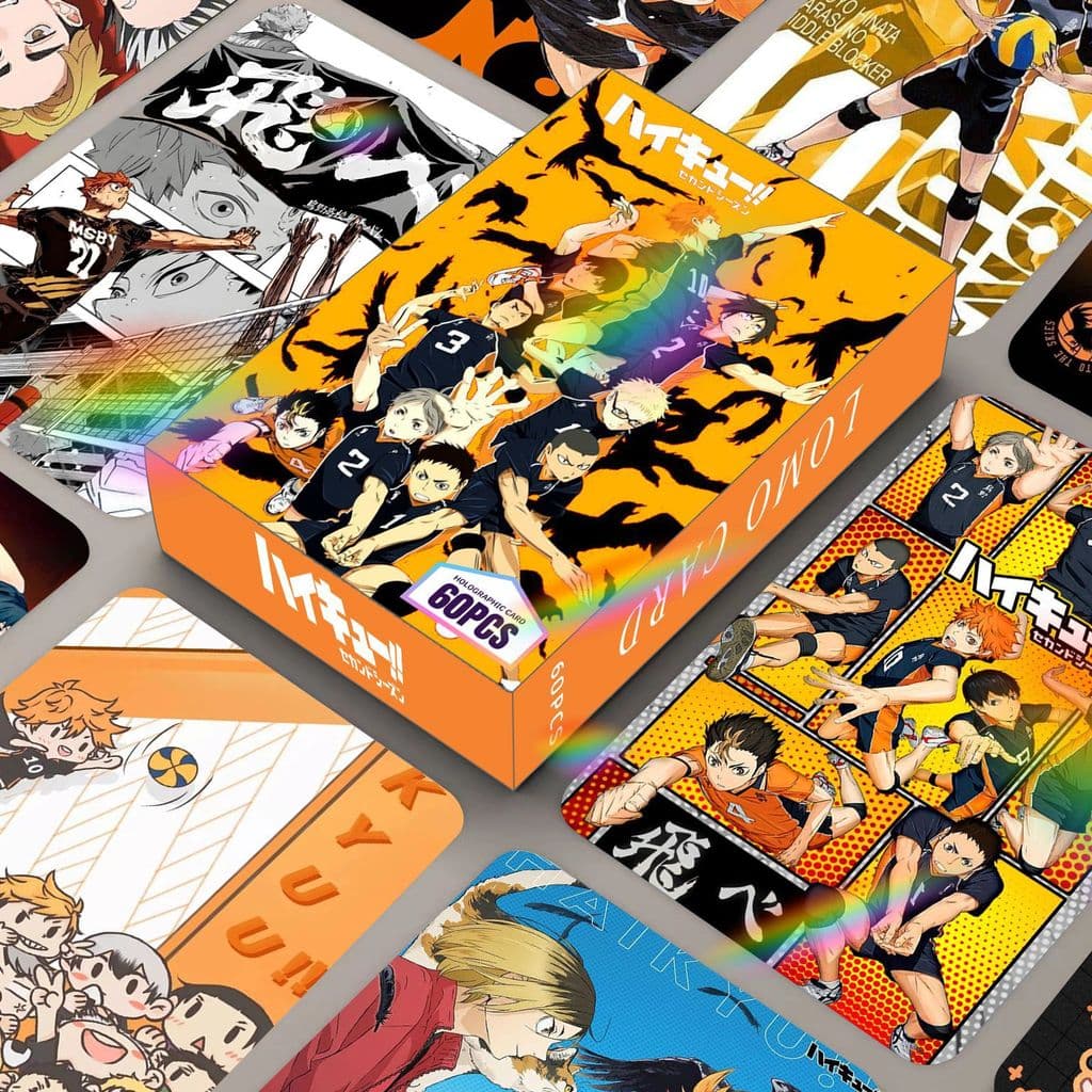 60pcs Mangá Manhwa Animação Haikyuu ! Laser Holograma Lomo Cartões Genshin Demon Slayer Photocards Kamado Tanjirou Nezuk