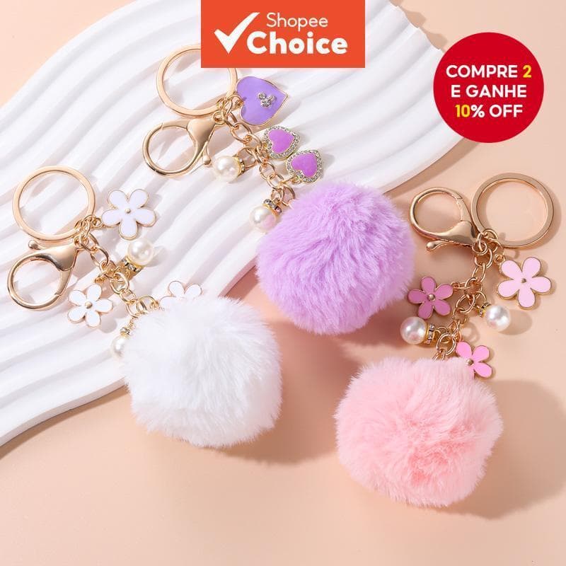 Novo Charmoso Pingente de Chave com Flores e Coração em Esmalte para Bolsa, Presente Fofo para Mulheres e Meninas