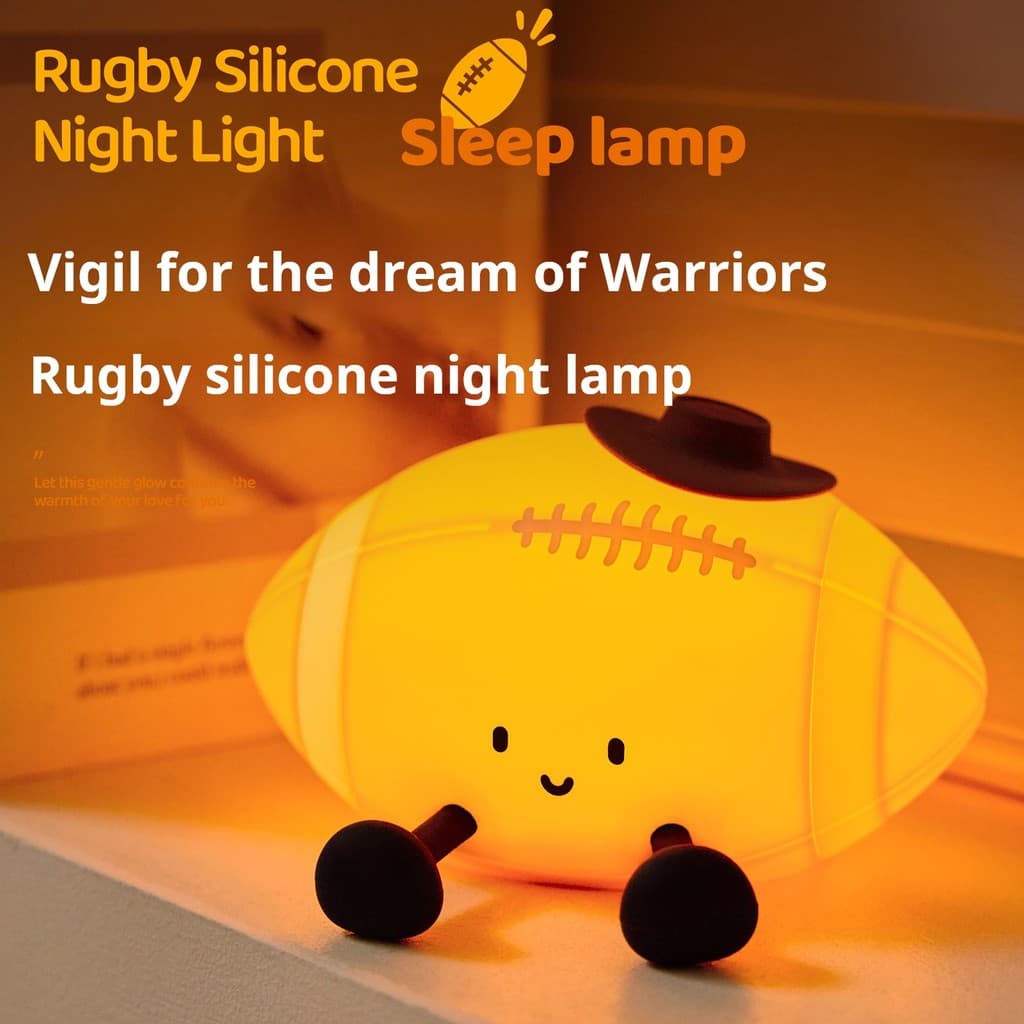 [COD] Luz para raquete de rugby Cute Rugby Sleeping Companion Night Light Soft Waxy Silicone Presente perfeito de aniver
