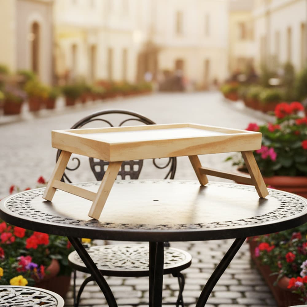 Mesinha De Café Da Manhã Na Cama Bandeja Madeira Com Pezinho