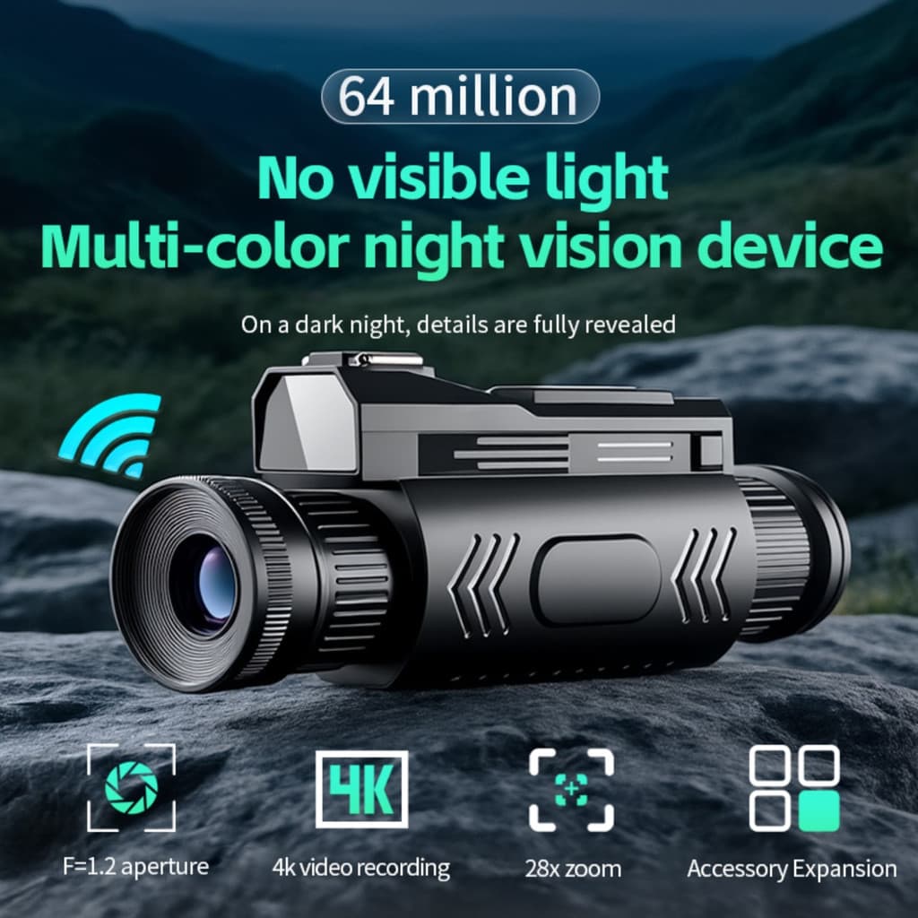 Câmera De Visão Noturna 4k Wifi Infravermelha P Caça Outdoor Lncluir Luz de Preenchimento 64 MP Com Zoom De 28x